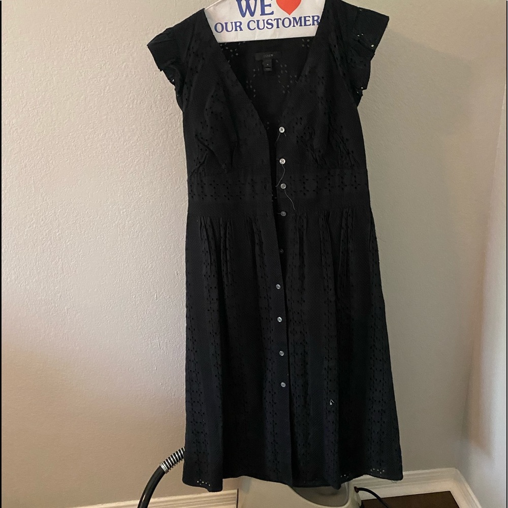 Black eyelet midi dress